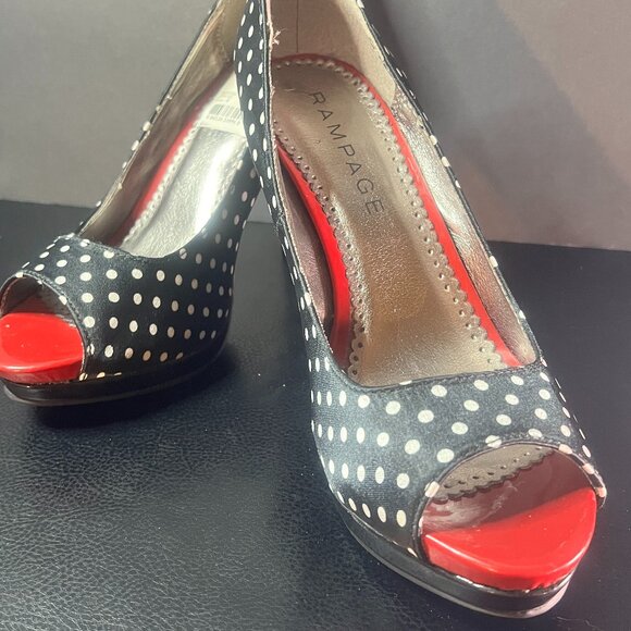 Rampage, Gracee Polka Dot Peep Toe Heels, Size 7.5M - Picture 3 of 3